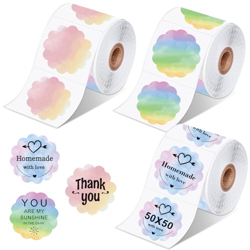3 Rollen M110 Thermotransfer-Etiketten rund - Multifunktionale selbstklebende Etiketten etiketten,3 Rollen 1,50x50mm bunte runde Etiketten,140 Etiketten/Rolle,für m110 etiketten von iPalamila
