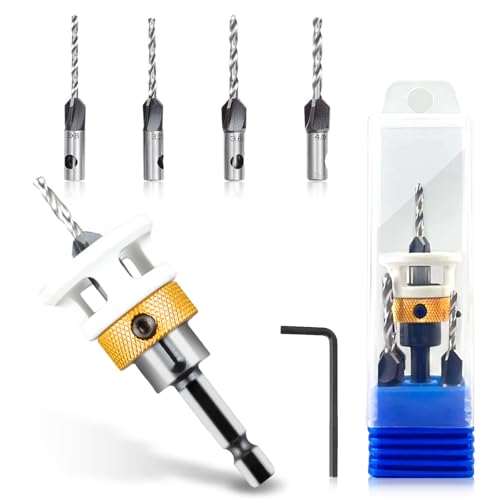 Wood Countersink Drill Set Countersink Drill with Depth Stop, Practical Countersink Drill Set with 1/4 Inch Hex Shank, Made of Hss-M2 for Workshop, Processing, Basic Equipment von iPalamila