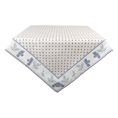 Clayre & Eef Tischdecke 100x100 cm Beige Blau Baumwolle Quadrat Blaubeeren Tischtuch von Clayre & Eef