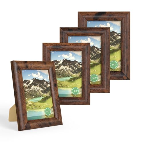 iRahmen Bilderrahmen aus Holz, abgerundete Ecken, 12,7 x 17,8 cm, mit HD-Glas, Tischdisplay oder Wandhalterung, Dunkelbraun, 12,7 x 17,8 cm, 4 Stück iRahmen Bilderrahmen aus Holz, abgerundete Ecken, 12,7 x 17,8 cm, mit HD-Glas, Tischdisplay oder Wandhalterung, Dunkelbraun, 12,7 x 17,8 cm, 4 Stück von iRahmen
