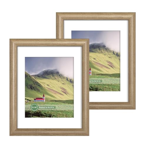 iRahmen Bilderrahmen aus Holz mit abgerundeten Ecken, 28 x 35 cm, mit HD-Glas, 28 x 25 cm mit Passepartout oder 28 x 35 cm ohne Passepartout, Wandhalterung, Flachs, 2 Stück iRahmen Bilderrahmen aus Holz mit abgerundeten Ecken, 28 x 35 cm, mit HD-Glas, 28 x 25 cm mit Passepartout oder 28 x 35 cm ohne Passepartout, Wandhalterung, Flachs, 2 Stück von iRahmen