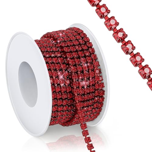Kristall-Strass-Kette, 9,1 m, 2,5 mm, rote Strass-Streifen, geschlossene Klaue, Strasssteine, Kettenrolle für Kleidung, Nähen, Basteln, Tassen, Schmuckherstellung, Hochzeitsstrauß, DIY-Dekoration Kristall-Strass-Kette, 9,1 m, 2,5 mm, rote Strass-Streifen, geschlossene Klaue, Strasssteine, Kettenrolle für Kleidung, Nähen, Basteln, Tassen, Schmuckherstellung, Hochzeitsstrauß, DIY-Dekoration von iSKeotol