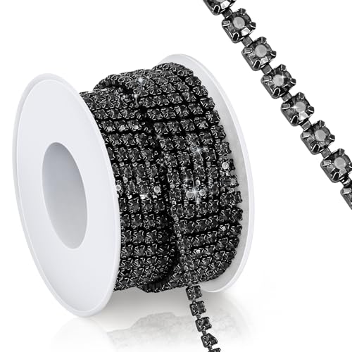Kristall-Strass-Kette, 9,1 m, 2,5 mm, schwarze Strass-Streifen, geschlossene Klaue, Strasssteine, Kettenrolle für Kleidung, Nähen, Basteln, Tassen, Schmuckherstellung, Hochzeitsstrauß, DIY-Dekoration Kristall-Strass-Kette, 9,1 m, 2,5 mm, schwarze Strass-Streifen, geschlossene Klaue, Strasssteine, Kettenrolle für Kleidung, Nähen, Basteln, Tassen, Schmuckherstellung, Hochzeitsstrauß, DIY-Dekoration von iSKeotol