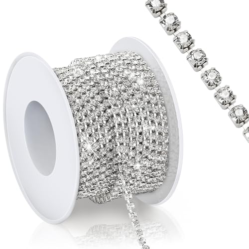 Kristall-Strass-Kette, 9,1 m, 2,5 mm, silberfarbene Strass-Bordstreifen, enge Klaue, Tassen, Kettenrolle für Kleidung, Nähen, Basteln, Tassen, Schmuckherstellung, Hochzeitsstrauß, DIY-Dekoration Kristall-Strass-Kette, 9,1 m, 2,5 mm, silberfarbene Strass-Bordstreifen, enge Klaue, Tassen, Kettenrolle für Kleidung, Nähen, Basteln, Tassen, Schmuckherstellung, Hochzeitsstrauß, DIY-Dekoration von iSKeotol