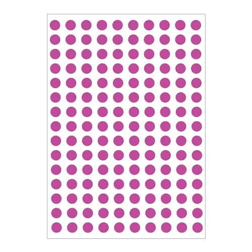 3000 Stück Punktaufkleberetiketten Klebepunkte rund 10mm Markierungspunkte Farbcodierungsaufkleber 20 Blatt bunte Klebepunktetiketten zum Beschriften - Rosa von iSOUL