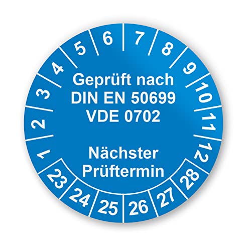 Prüfplaketten VDE Elektroprüfung Aufkleber - Geprüft nach DIN EN 50699 VDE 0702-216 Aufkleber auf 9 Bögen in Blau - Etiketten sind Selbstklebend - hin785 Prüfplaketten VDE Elektroprüfung Aufkleber - Geprüft nach DIN EN 50699 VDE 0702-216 Aufkleber auf 9 Bögen in Blau - Etiketten sind Selbstklebend - hin785 von iSecur