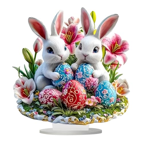 2D Acryl Osterhase Dekor, Osterhasen Statue Frühlings Innendekoration Osterdekoration für den Urlaub, 2D flachen Kaninchen Ostereier Häschen Dekor Ostern Festliche Acryl Tisch Häschen Dekor 2D Acryl Osterhase Dekor, Osterhasen Statue Frühlings Innendekoration Osterdekoration für den Urlaub, 2D flachen Kaninchen Ostereier Häschen Dekor Ostern Festliche Acryl Tisch Häschen Dekor von iSpchen