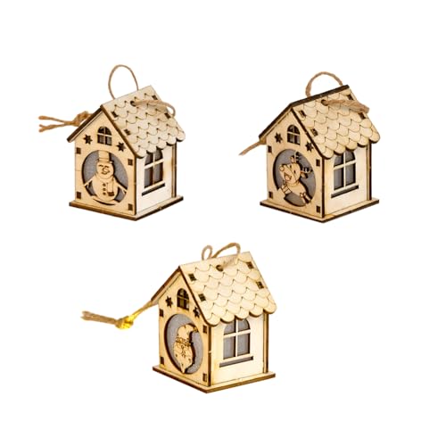 3pcs Kreative Weihnachten Holz Haus Holzbausatz, Weihnachtslicht Holzhaus Weihnachtliches leuchtendes Haus aus Holz zum Aufhängen, LED Holz Weihnachtsschmuck Hängend Christmas Tree Decor 3pcs Kreative Weihnachten Holz Haus Holzbausatz, Weihnachtslicht Holzhaus Weihnachtliches leuchtendes Haus aus Holz zum Aufhängen, LED Holz Weihnachtsschmuck Hängend Christmas Tree Decor von iSpchen