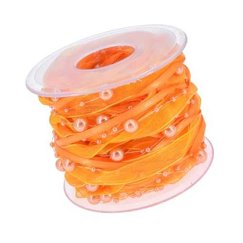 iSpchen 1 Rolle 10 M Bänder Geschenkband Perlenband Zierband Chiffon Band Ringelband Perlengirlande für DIY Handwerk Geschenke Blumenver packungen,orange iSpchen 1 Rolle 10 M Bänder Geschenkband Perlenband Zierband Chiffon Band Ringelband Perlengirlande für DIY Handwerk Geschenke Blumenver packungen,orange von iSpchen