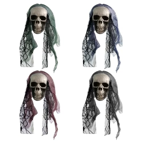 iSpchen 4 Stück Halloween Dekoration Totenkopf Hängeornament Horror künstlicher Schaumstoff Totenkopf für Zuhause Party Halloween Requisiten,#01 iSpchen 4 Stück Halloween Dekoration Totenkopf Hängeornament Horror künstlicher Schaumstoff Totenkopf für Zuhause Party Halloween Requisiten,#01 von iSpchen