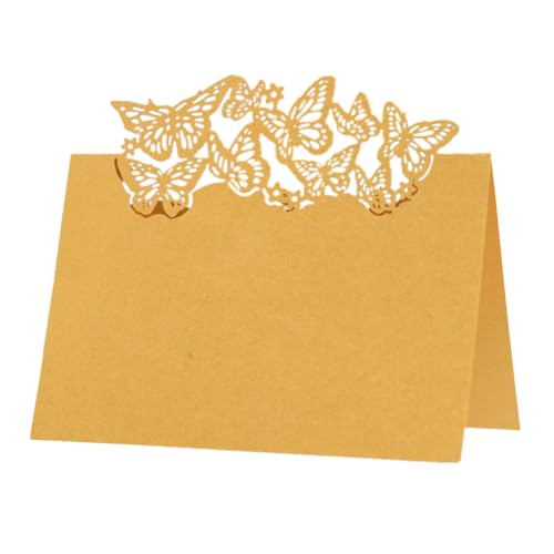 iSpchen 50 Stück Tischkarten gefaltete Namenskarten Papiertischkarte mit ausgehöhltem Schmetterling für Hochzeit Urlaub Feier Bankett Einladung,Gold von iSpchen