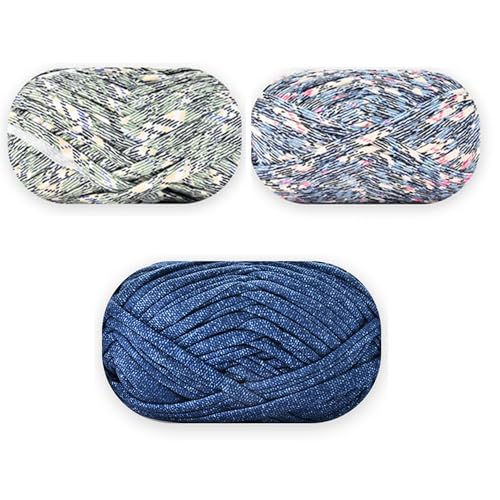 iSuperb 3 Pack Textilgarn zum Häkeln und Stricken,Strickgarn, weiches Kerngarn,Fabric Cloth T-Shirt Yarn,für Teppiche Decke und Kunsthandwerk (B) von iSuperb