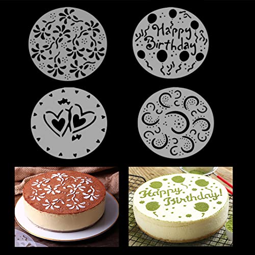 iSuperb 4 Stück Kuchen Schablonen Kuchen Dekoration Tortenverzierung Torten Schablonen Bäckerei Werkzeuge (4 Kuchen Schablonen) von iSuperb