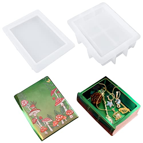 iSuperb Harzbox-Formen, Aufbewahrung, Silikonformen, Schmuckkästchen, Epoxid-Formen mit Buch-Design, DIY-Gussformen für Schmuck, Geschenkbox, Süßigkeitenbehälter, Tarotkarten, Make-up (Buchbox-Form) von iSuperb