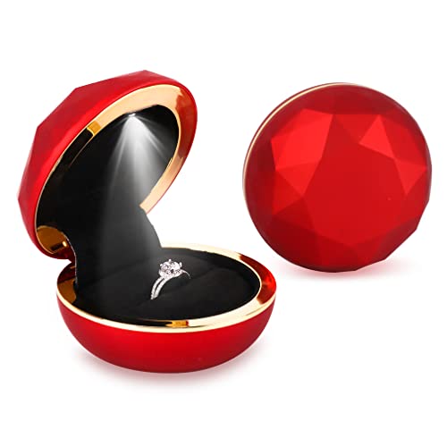 iSuperb Ring Box LED Ringe Box Schmuckschatulle Ohrringe Ring Geschenkbox Verlobung Ehering Boxen Schmuck Organizer Ringbox mit Lichtern Jewelry Gift Box for Ring von iSuperb