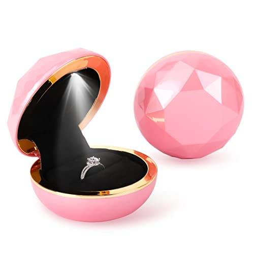 iSuperb Ring Box LED Ringe Box Schmuckschatulle Ohrringe Ring Geschenkbox Verlobung Ehering Boxen Schmuck Organizer Ringbox mit Lichtern Jewelry Gift Box for Ring von iSuperb