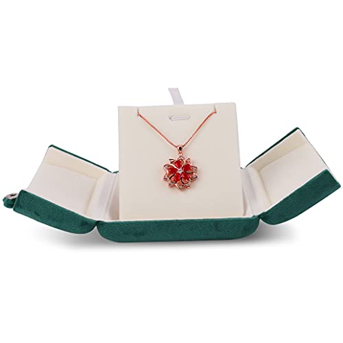 iSuperb Schmuck Geschenkbox Samt Schmuckschatulle Dunkelgrün schmuckkästchen damen schmuckkoffer Velvet Jewelry box für Ring/Armband/Anhänger (Große Anhängerbox) von iSuperb