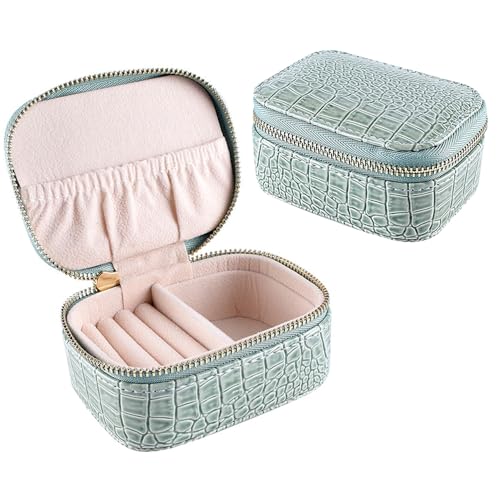 iSuperb Schmuckkästchen Reise, Schmuckkasten klein, Schmuckschatulle für Mädchen, Schmuckaufbewahrung, Schmuckbox Damen, Reise Schmuck Etui, Jewelry Organizer PU Leder für Ohrringe, Halsketten, Ringe von iSuperb