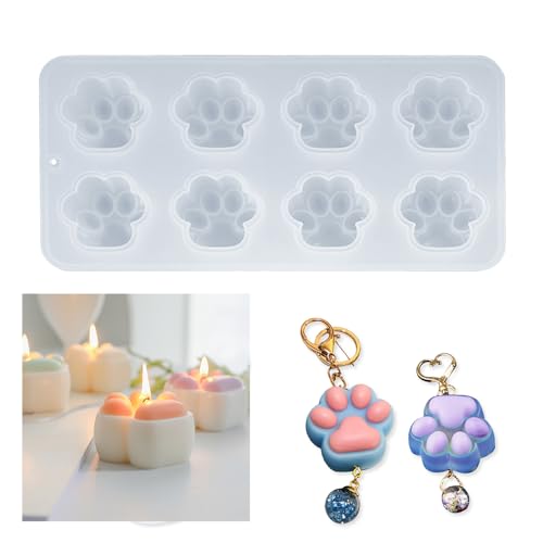 iSuperb Silikonformen Katze Pfote Harz Casting Formen, Epoxidharz Tiere Silikonform Cat Paw Silicone Molds Gießform für Schmuckherstellung Schlüsselanhänger Schokolade Süßigkeiten Gelee Eiswürfel von iSuperb