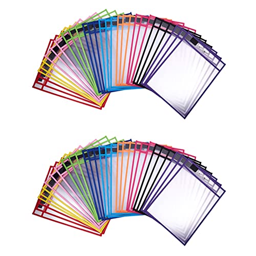 iToQ 60 Stück trocken abwischbare Taschen, PVC, transparent, genäht, trocken abwischbar, wiederverwendbar, trocken abwischbar von iToQ