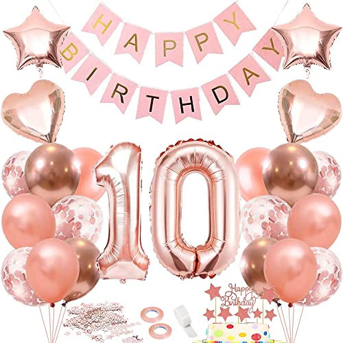 10. Geburtstag Dekoration, 10 Geburtstag Deko, 10 Jahr Geburtstagdeko, Luftballon 10. Mädchen Geburtstag Deko, 10 Geburtstag Mädchen Rosegold, 10 Geburtstag Frau, Rosegold Geburtstag Deko zum Mädchen von iWheat