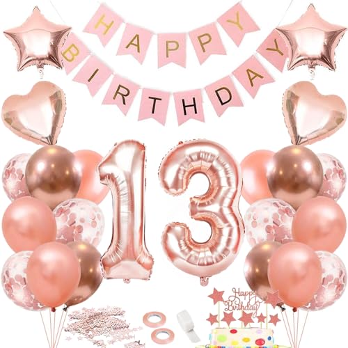 13. Geburtstag Dekoration, 13 Geburtstag Deko, 13 Jahr Geburtstagdeko, Luftballon 13. Mädchen Geburtstag Deko, 13 Geburtstag Mädchen Rosegold, 13 Geburtstag Frau, Rosegold Geburtstag Deko zum Mädchen von iWheat