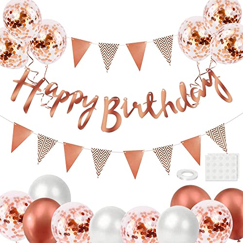 Geburtstag Dekoration Set, Roségold Luftballons Geburtstagsdeko, Party Deko Geburtstag Set mit Happy Birthday Banner Roségold Konfetti Ballons Dreiecksflaggen Girlanden für Geburtstag Deko Supplies Geburtstag Dekoration Set, Roségold Luftballons Geburtstagsdeko, Party Deko Geburtstag Set mit Happy Birthday Banner Roségold Konfetti Ballons Dreiecksflaggen Girlanden für Geburtstag Deko Supplies von iWheat
