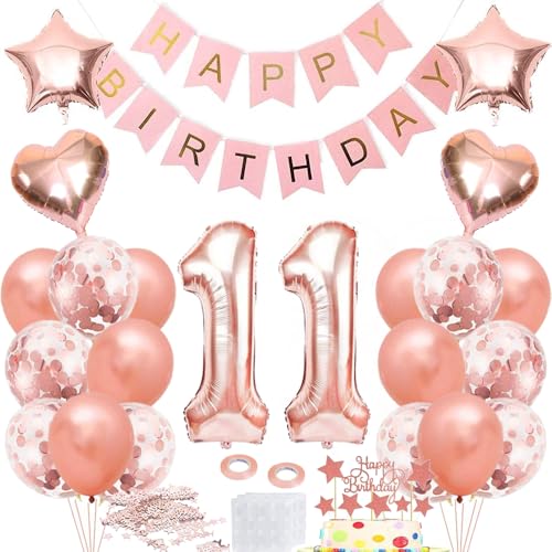Luftballon 11. Geburtstag Roségold, Geburtstagdeko 11 Jahr Mädchen, Ballon 11. Geburtstag, Folienballon Zahl 11, Happy Birthday Banner Dekoration, Rosegold Party Deko Geschenk für 11 Jahre Mädchen Luftballon 11. Geburtstag Roségold, Geburtstagdeko 11 Jahr Mädchen, Ballon 11. Geburtstag, Folienballon Zahl 11, Happy Birthday Banner Dekoration, Rosegold Party Deko Geschenk für 11 Jahre Mädchen von iWheat