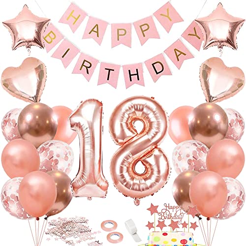 18. Geburtstag Dekoration, 18 Jahr Geburtstagdeko, Luftballon 18. Mädchen Geburtstag Deko, 18 Geburtstag Mädchen Rosegold, 18 Geburtstag Frau, Rosegold Geburtstag Deko zum Mädchen Frau von iWheat