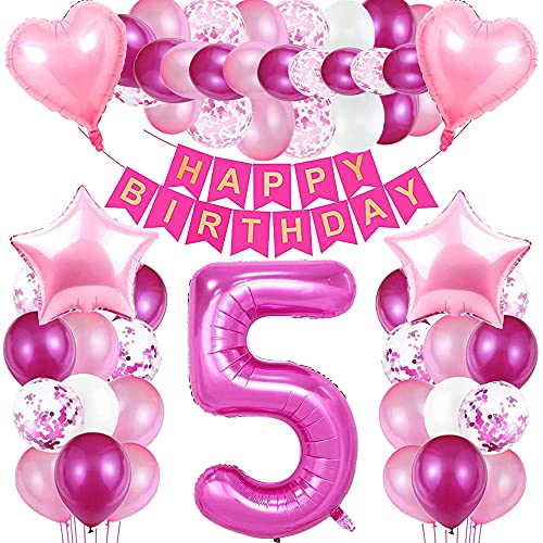 iWheat Luftballon 5 Geburtstag Rosa, Deko für Mädchen, Riesen Folienballon, Banner, Folienzahlen Ballons iWheat Luftballon 5 Geburtstag Rosa, Deko für Mädchen, Riesen Folienballon, Banner, Folienzahlen Ballons von iWheat