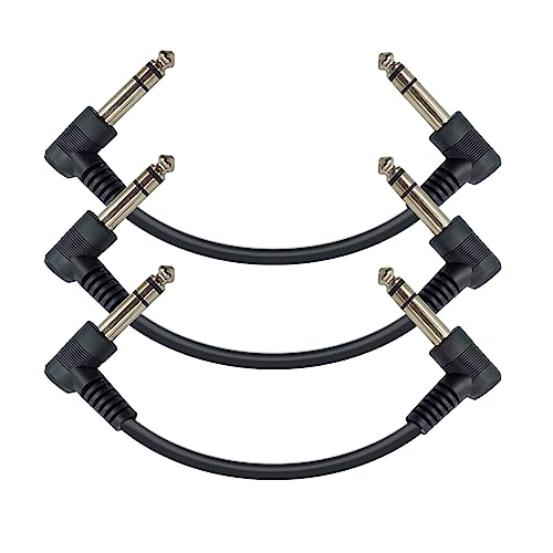 iYueMps Gitarre Patchkabel 3 Stück 15cm Gitarre Pedal Effektkabel 6,35mm Instrumentenkabel 1/4" Stereostecker Rechtwinklig Patchkabel für Gitarre Bass Effektpedale von iYueMps