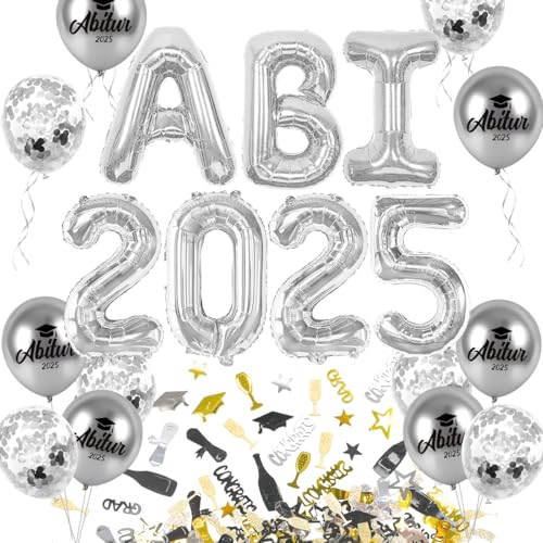 iZoeL Abitur 2025 Deko, ABI 2025 Folienballons, ABI Luftballon, ABI Konfetti Tischdeko, Abschluss Abschlussfeier ABI Schulabschluss Dekoration 2025 (Silber ABI) iZoeL Abitur 2025 Deko, ABI 2025 Folienballons, ABI Luftballon, ABI Konfetti Tischdeko, Abschluss Abschlussfeier ABI Schulabschluss Dekoration 2025 (Silber ABI) von iZoeL