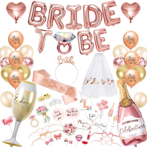 iZoeL Bride to be Deko Rosegold Junggesellenabschied Accessoires Frauen, Bride to be Girlande Schärpe Schleier, JGA Foto-Requisiten,JGA Party Dekoration Luftballon Folienballon iZoeL Bride to be Deko Rosegold Junggesellenabschied Accessoires Frauen, Bride to be Girlande Schärpe Schleier, JGA Foto-Requisiten,JGA Party Dekoration Luftballon Folienballon von iZoeL