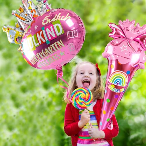 iZoeL Deko Schulanfang Einschulung Folienballon 3Stk Helium Luft Ballon Zuckertüte Einschulung Rosa Mädchen Schulkind Schuleinführung Deko iZoeL Deko Schulanfang Einschulung Folienballon 3Stk Helium Luft Ballon Zuckertüte Einschulung Rosa Mädchen Schulkind Schuleinführung Deko von iZoeL