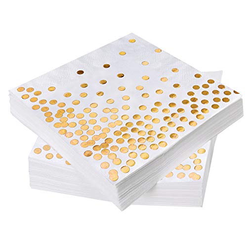iZoeL 60 Servietten Gold Dots 33 x 33cm 3-lagig Geburtstag Foiled Papierservietten Paper Napkins für Party Hochzeit Weihnachten silvester von iZoeL