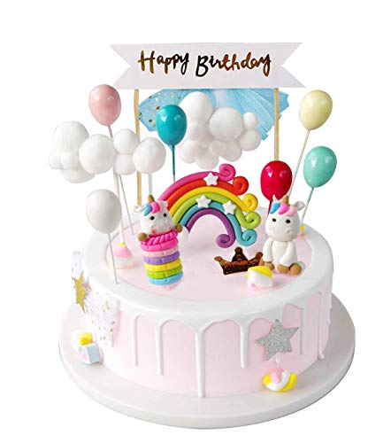 iZoeL Tortendeko Einhorn Geburtstag Kuchen Regenbogen Happy Birthday Girlande Luftballon Wolke Kuchen Topper für Kinder Mädchen Junge iZoeL Tortendeko Einhorn Geburtstag Kuchen Regenbogen Happy Birthday Girlande Luftballon Wolke Kuchen Topper für Kinder Mädchen Junge von iZoeL