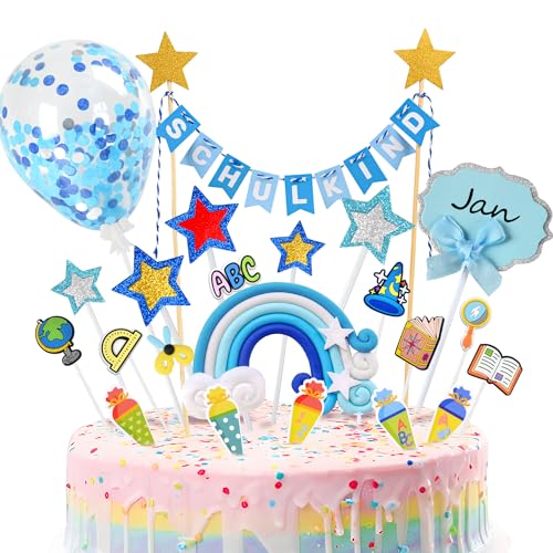 iZoeL Tortendeko Einschulung Junge Blau Schulkind Girlande Schulanfang Kuchendeko Zuckertüte Kuchen Deko ABC 123 Buch Ballon Tortenaufsätze Torten Cupcake Muffin Topper iZoeL Tortendeko Einschulung Junge Blau Schulkind Girlande Schulanfang Kuchendeko Zuckertüte Kuchen Deko ABC 123 Buch Ballon Tortenaufsätze Torten Cupcake Muffin Topper von iZoeL