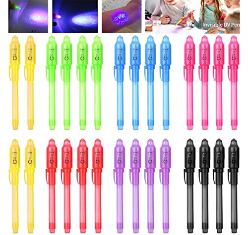 iZoeL UV Stifte 28Stk Kinder Geheimstift Zauberstifte Party Mitgebsel Adventskalender Füllung Detektiv Party Favor, Unsichtbarer Stift Spy Pen zum Schreiben Geheimer Nachrichten von iZoeL