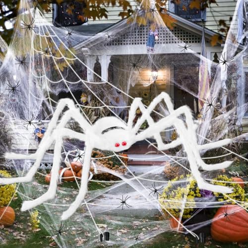 iZoeL XXL Halloween Deko 700cm Riesige Spinnennetz + 200cm Spinne + Spinnweben + 30 Mini Spinne, Halloween Garten Deko Outdoor Deko Gruseliges Außendekoration Riesenspinne weiß iZoeL XXL Halloween Deko 700cm Riesige Spinnennetz + 200cm Spinne + Spinnweben + 30 Mini Spinne, Halloween Garten Deko Outdoor Deko Gruseliges Außendekoration Riesenspinne weiß von iZoeL