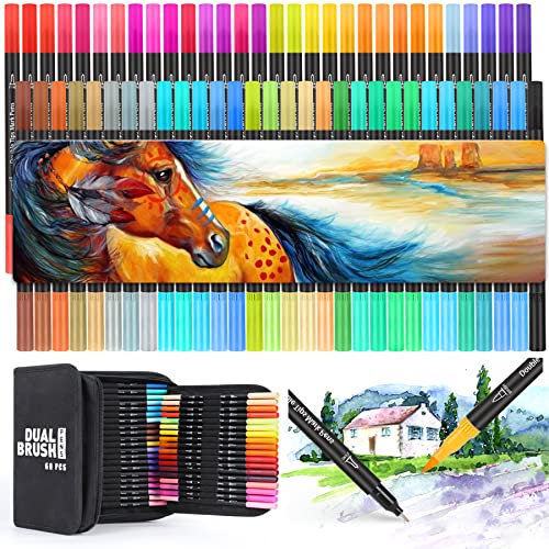 iaHOME Dual Brush Pen Set, 60 Farben Pinselstift mit Zwei Spitzen Doppelfasermaler Filzstifte 0,4 mm Fineliner 1-2 mm Fasermaler Aquarellstifte iaHOME Dual Brush Pen Set, 60 Farben Pinselstift mit Zwei Spitzen Doppelfasermaler Filzstifte 0,4 mm Fineliner 1-2 mm Fasermaler Aquarellstifte von iaHOME