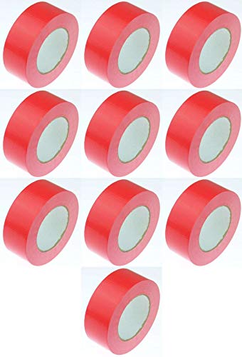 10 Rollen Klebeband Gewebeband 5 0m x 48 mm ROT - Panzerband Steinband Gaffa Tape Reparaturband (Rot, 10 Rollen Rot) von iapyx