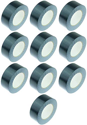 iapyx 10 Rollen Klebeband Gewebeband 50 m x 48 mm SCHWARZ - Panzerband Steinband Gaffa Tape Reparaturband (Schwarz, 10 Rollen) von iapyx