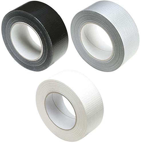 3 Rollen Klebeband Gewebeband Panzerband Panzertape 50m X 48mm schwarz, silber, weiss (3 Rollen je 1x schwarz, silber, weiß, 3 Rollen 3 Farben) von iapyx