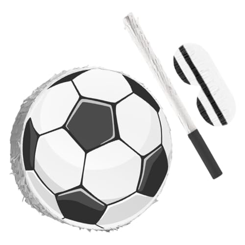 ibasenice 1 Satz Fußballform Pinata mit Stock und Augenbinde für Kindergeburtstagsfeiern Sportliche Dekoration für Jungen und Mottopartys ibasenice 1 Satz Fußballform Pinata mit Stock und Augenbinde für Kindergeburtstagsfeiern Sportliche Dekoration für Jungen und Mottopartys von ibasenice