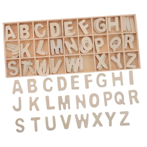 ibasenice 1 Satz Holzbriefspielzeug Holzbuchstaben Set Buchstaben Holz Buchstaben Set Holzbuchstaben zur Dekoration Ausschnitte Holzspäne Buchstabenausschnitte aus Holz Beige von ibasenice