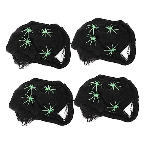 ibasenice 1 Satz Leuchtende Spinnennetz-Baumwolle Spinnennetz Dekoration Halloween-Dekorationen Spinne Hai Gruselig Halloween-zeichenlicht Edle Halloween-Dekorationen Wackelt Polyester Black von ibasenice
