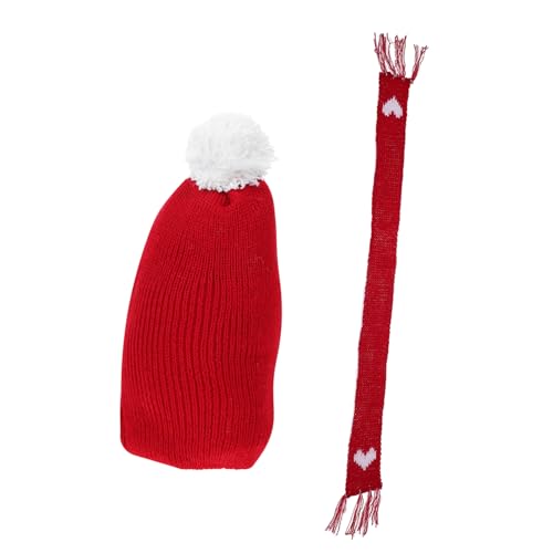 ibasenice 1 Satz Scarf Dekoration Christmas Decoration strickmützen Xmas Decoration Puppenhüte Plüsch Puppenzubehör kleine Hüte Weihnachten Hutschachtel Mini-Hüte Mini -gestrickter Hut Garn von ibasenice