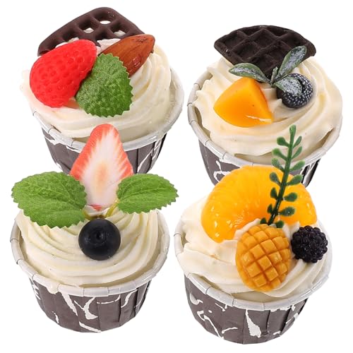 ibasenice 1 Satz Simuliertes Weiches Kunstei Zuverlässiger Kuchen Künstliche Dessertdekoration Simulation Kuchen Kunstkuchen Für Die Dekoration Künstliches Cupcake-modell Pu 4 Stück von ibasenice