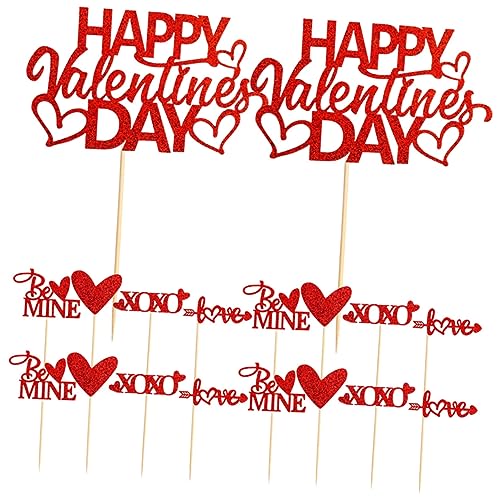 ibasenice Kuchendekorationen Zum Valentinstag 2 Sets Cupcake-topper in Herzform Rot von ibasenice