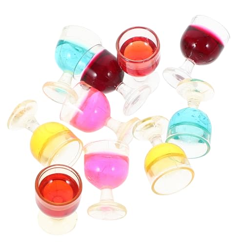 ibasenice 10 Stück Essen Und Rotweinglas Mini Puppenhauszubehör Puppenhaus Tasse Puppenhaus Kelch Puppenbrille Puppe Brille Puppe Cocktailgläser Puppenhaus Brille PVC von ibasenice